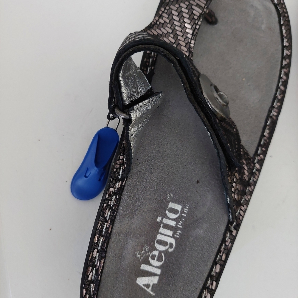 Alegria Black and Silver Woven Sandals - Picture 7 of 8